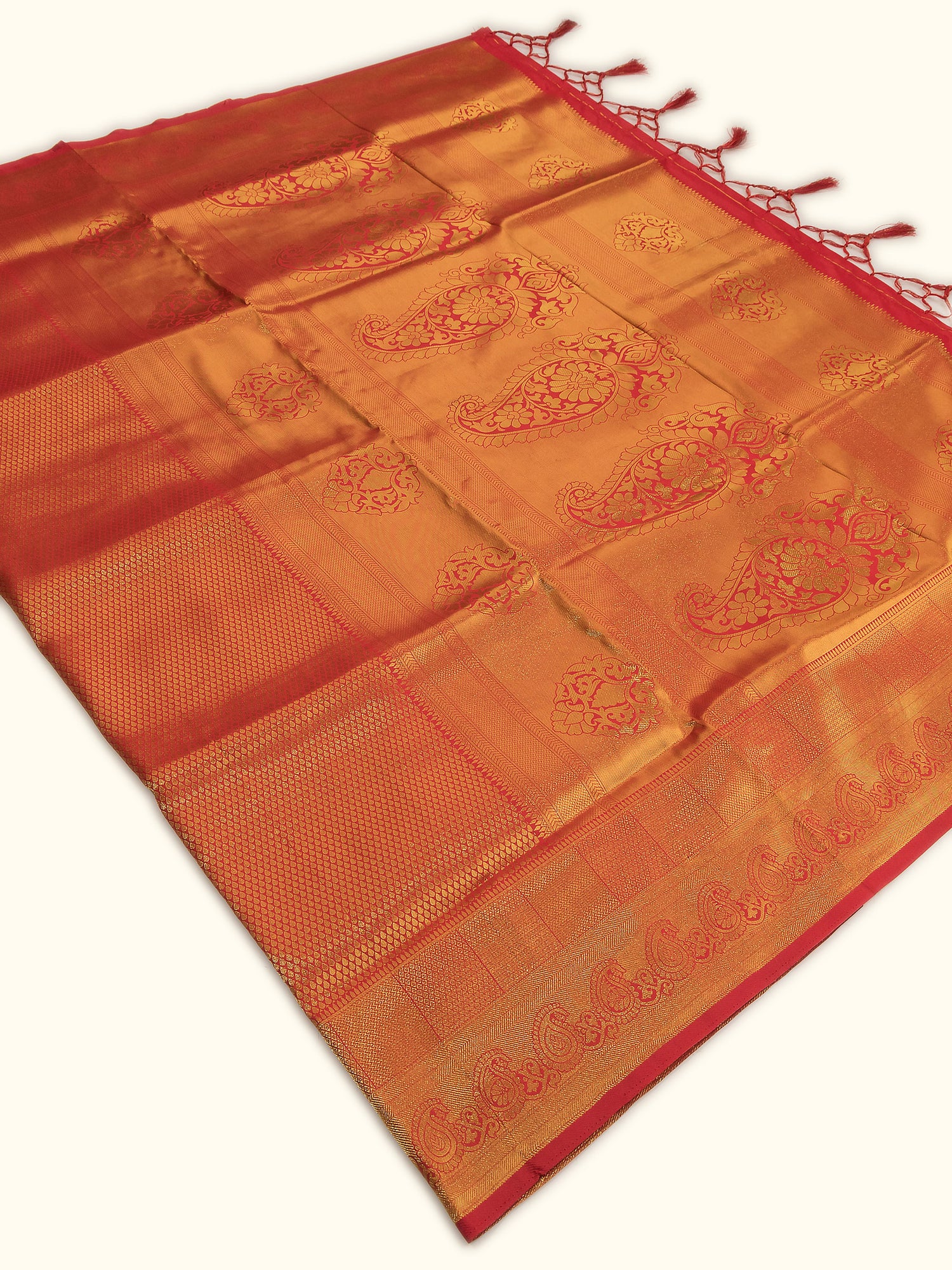 Ruby Radiance Red Zari Silk Saree