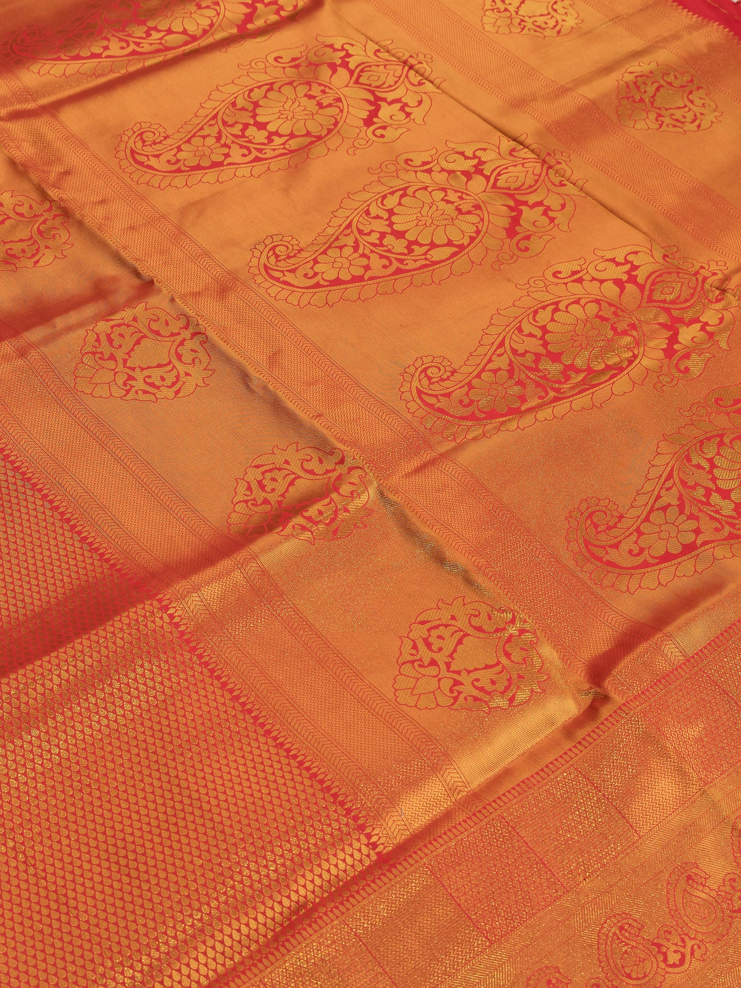 Ruby Radiance Red Zari Silk Saree