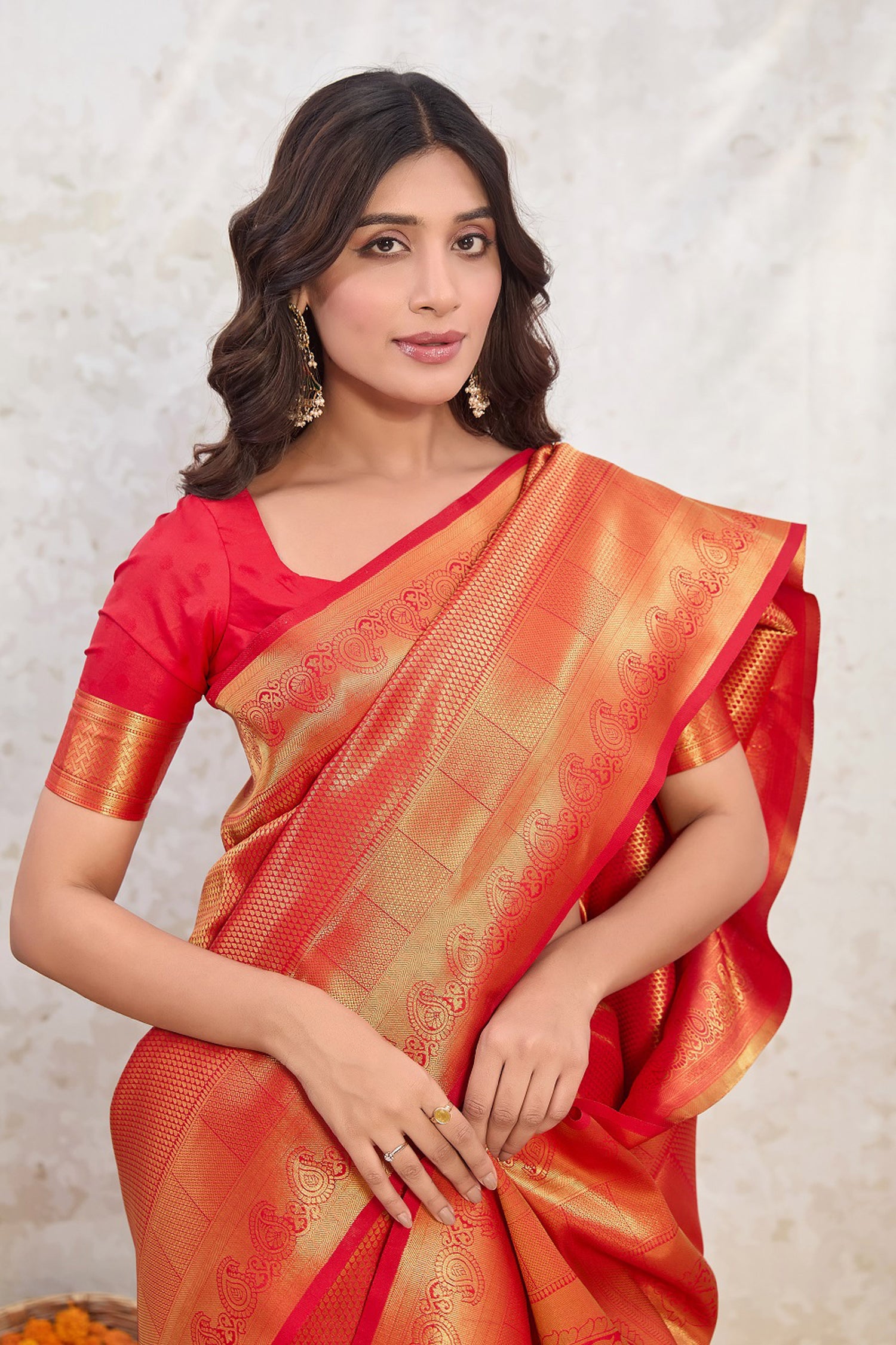 Ruby Radiance Red Zari Silk Saree