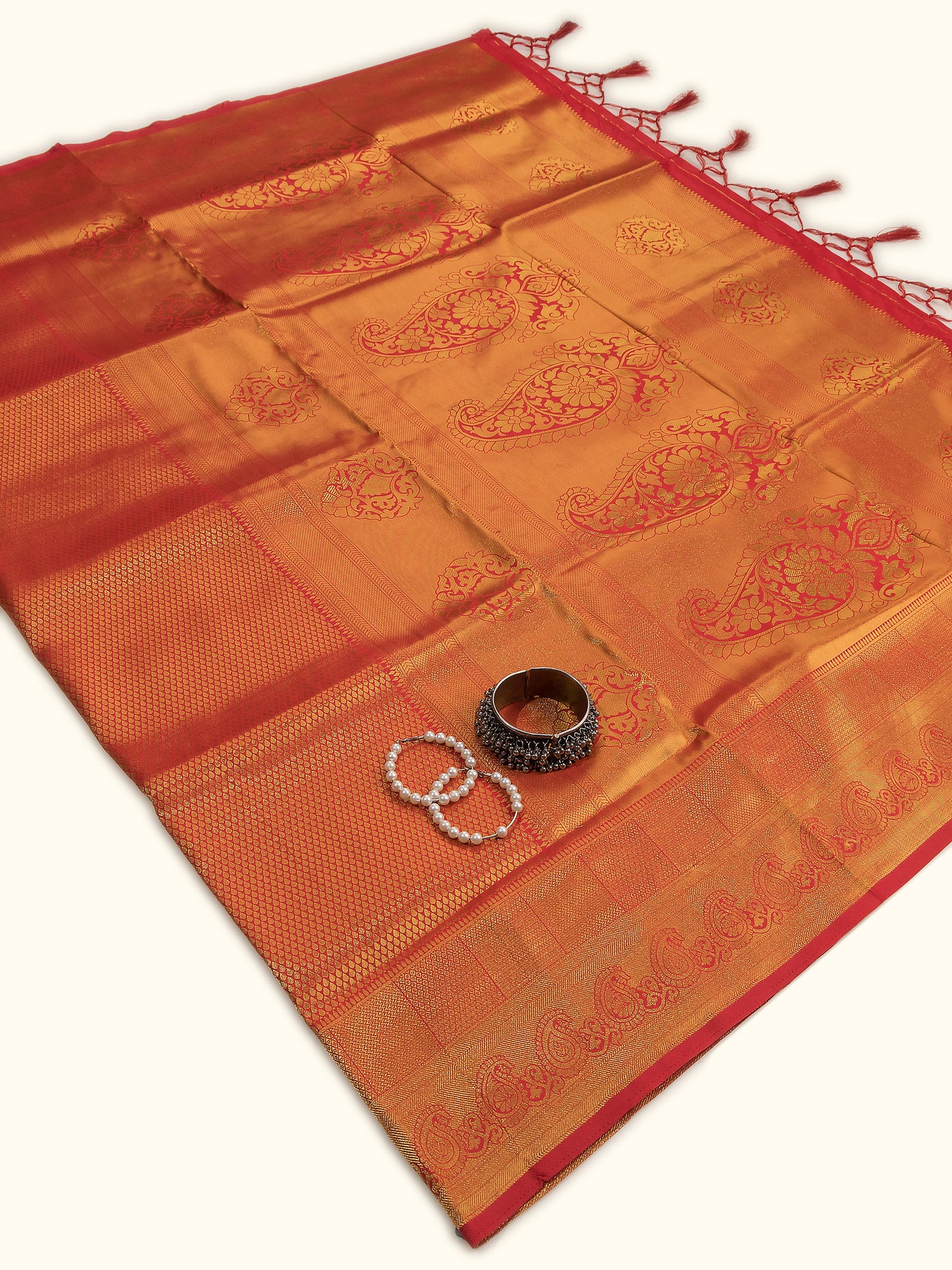 Ruby Radiance Red Zari Silk Saree