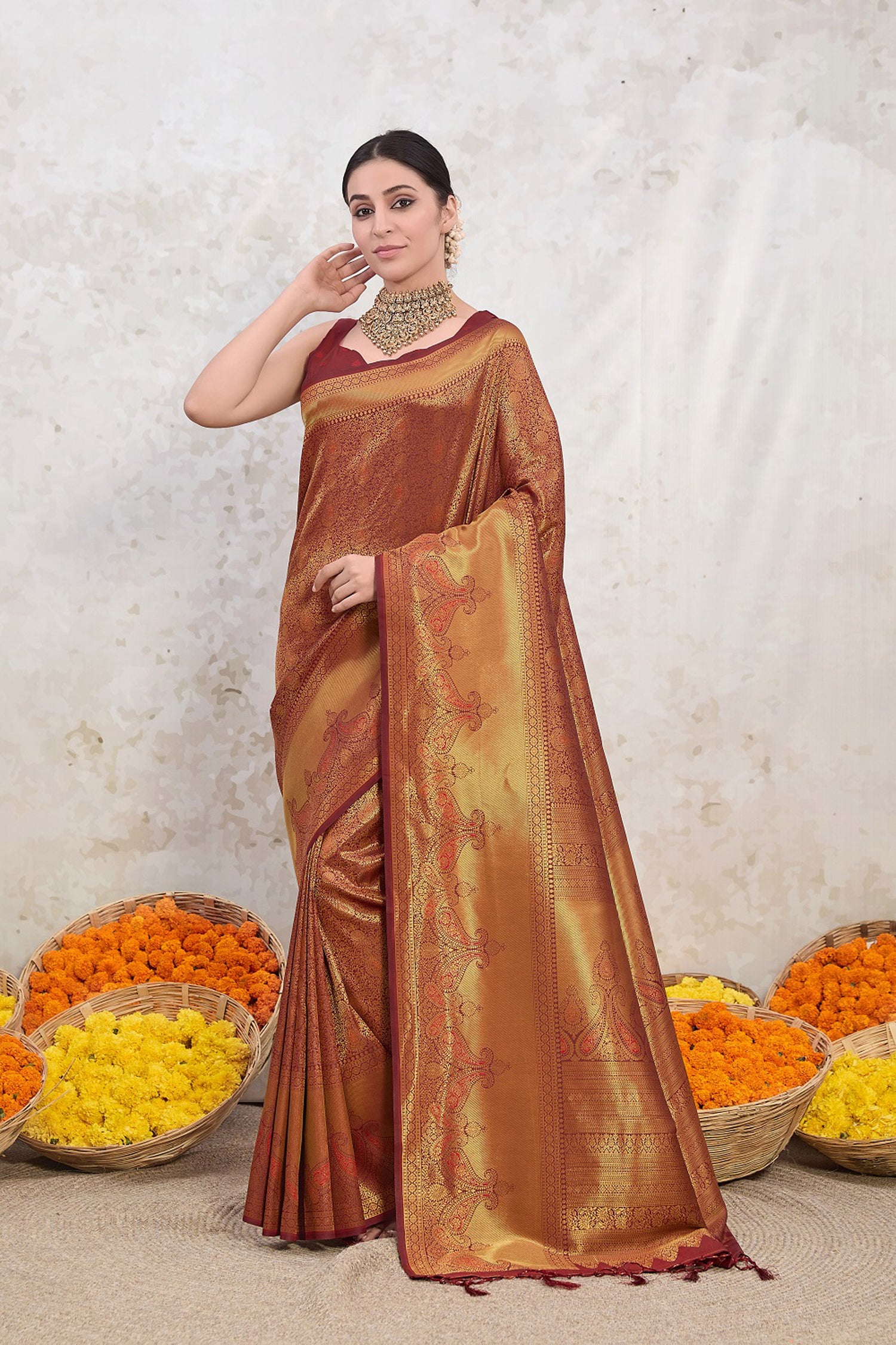 Regal Maroon Banarasi Silk Saree