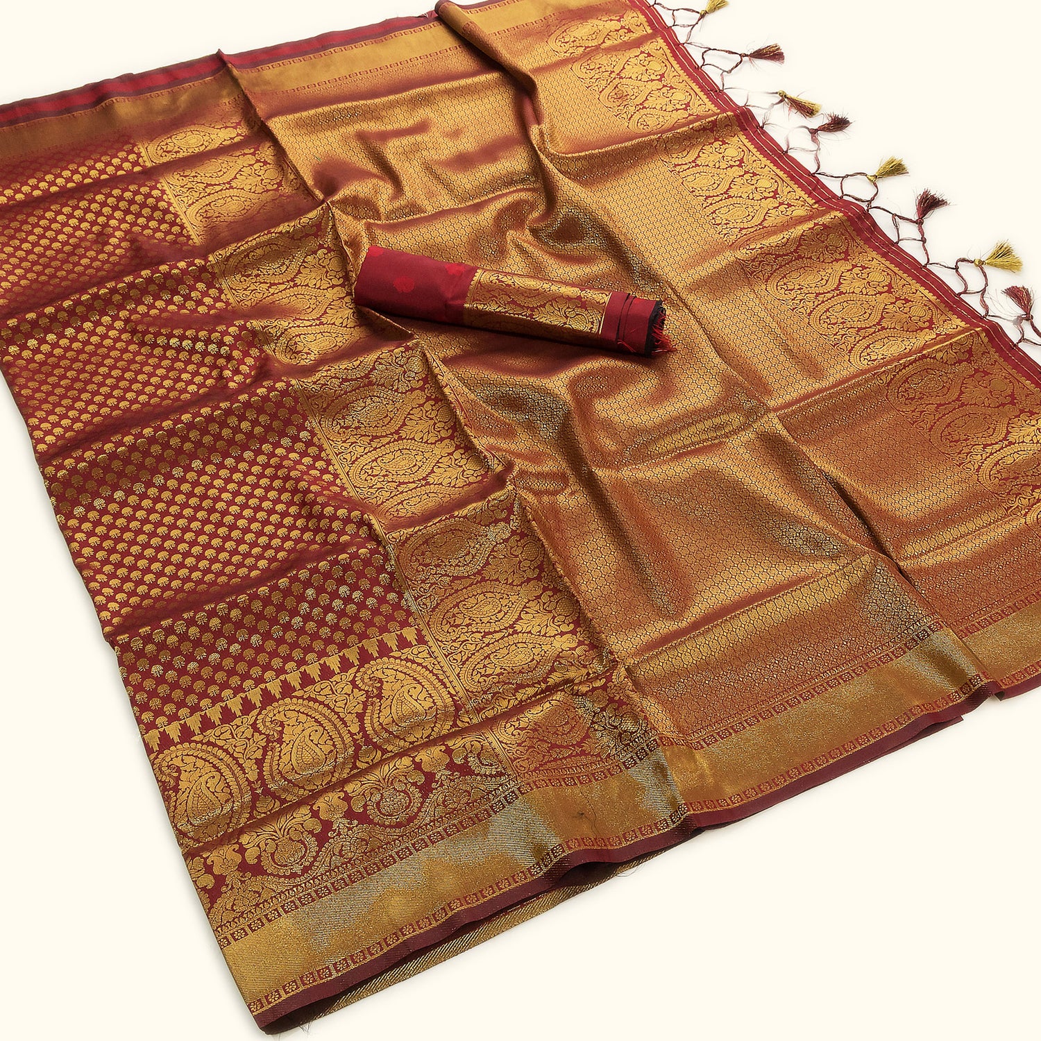 Gulnaar Maroon Zari Butti Saree