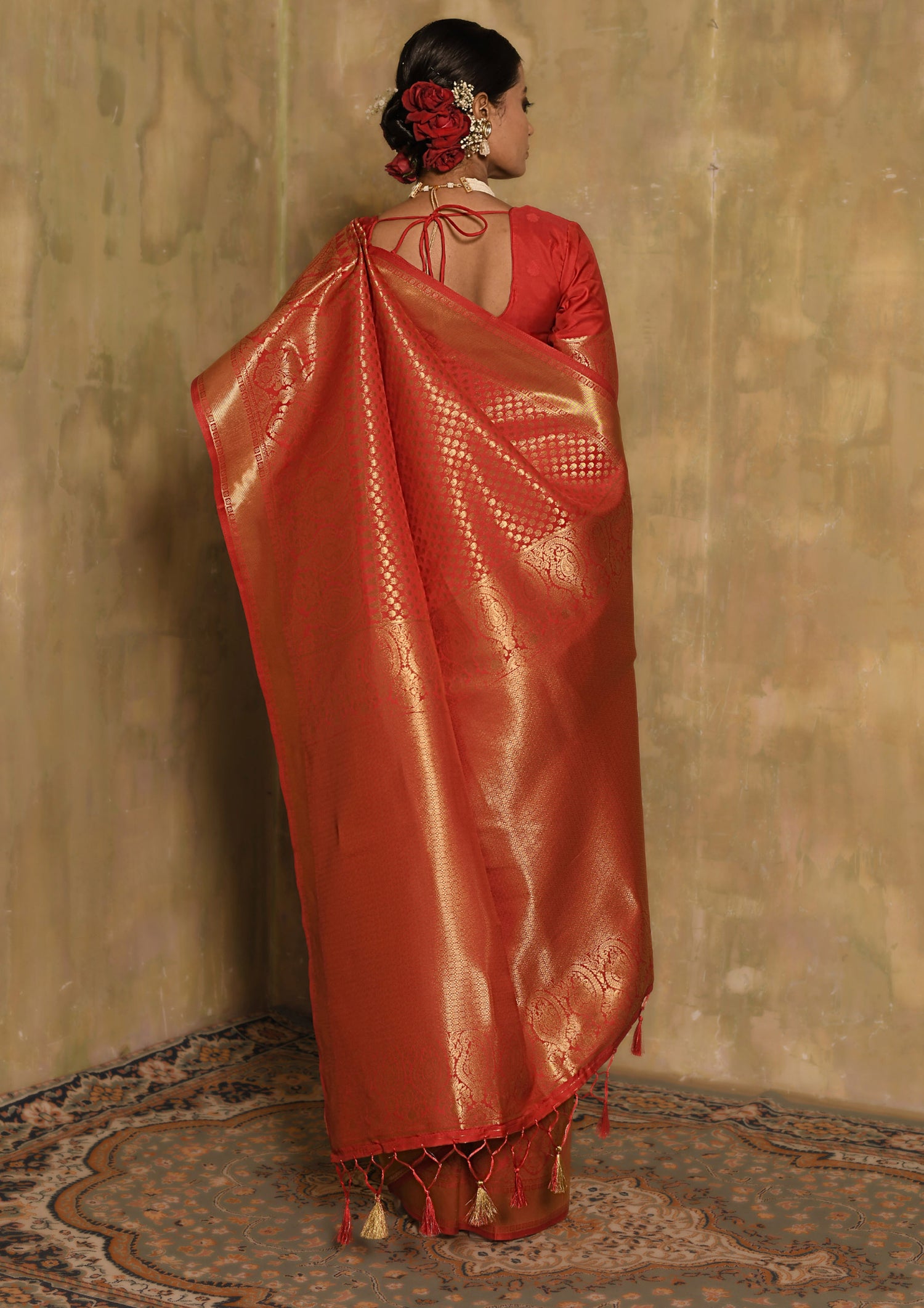 Sunehri Scarlet Banarasi Saree