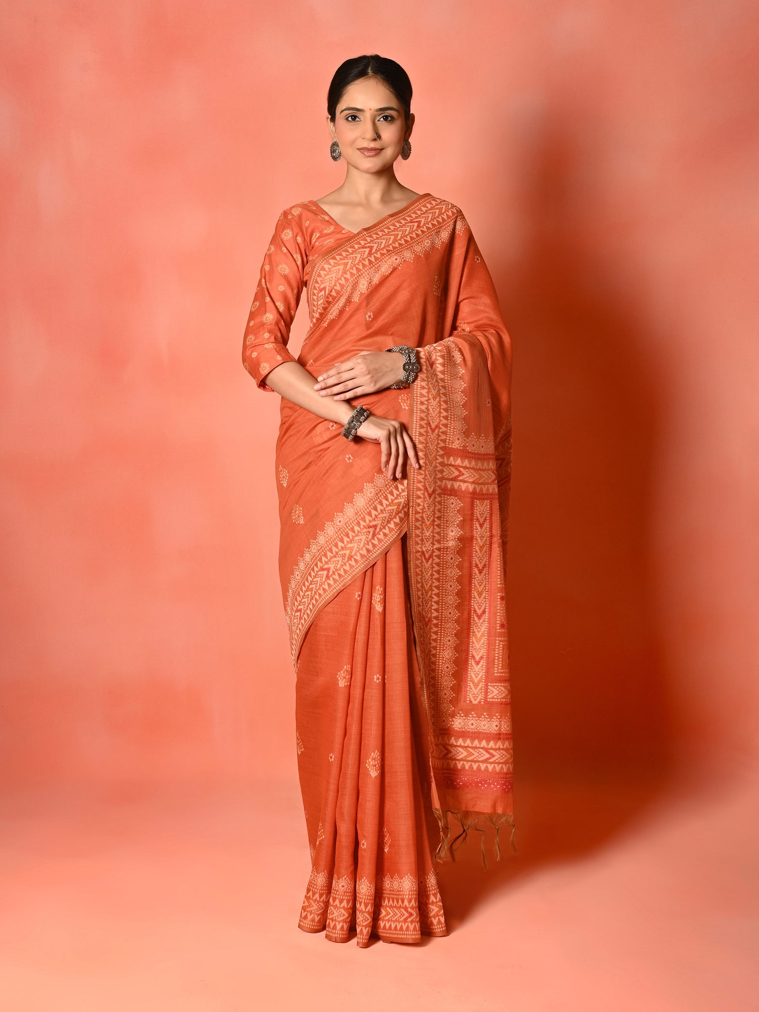 Orange Magic Cotton Saree