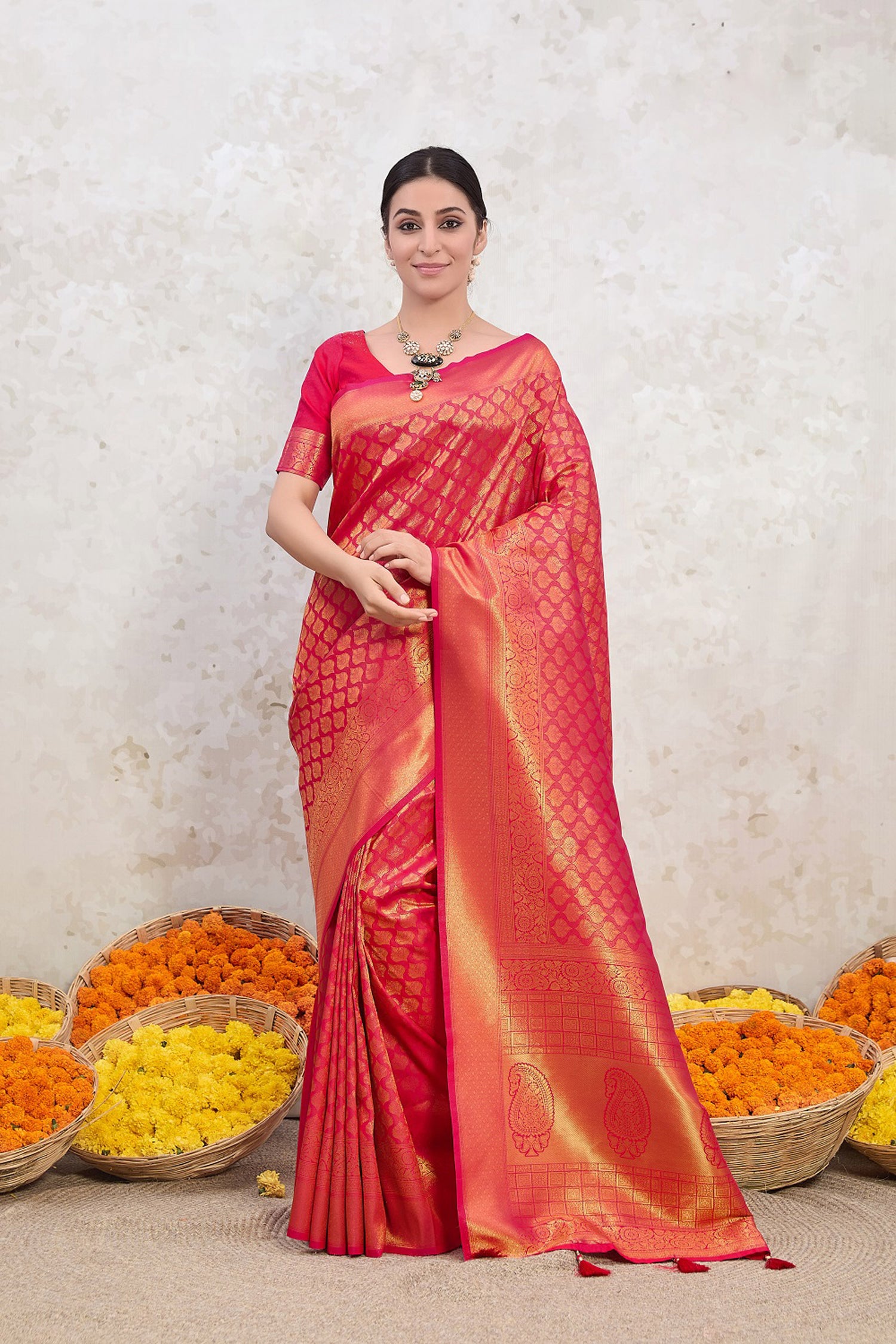 Pink Radiance Zari Kanjivaram Saree