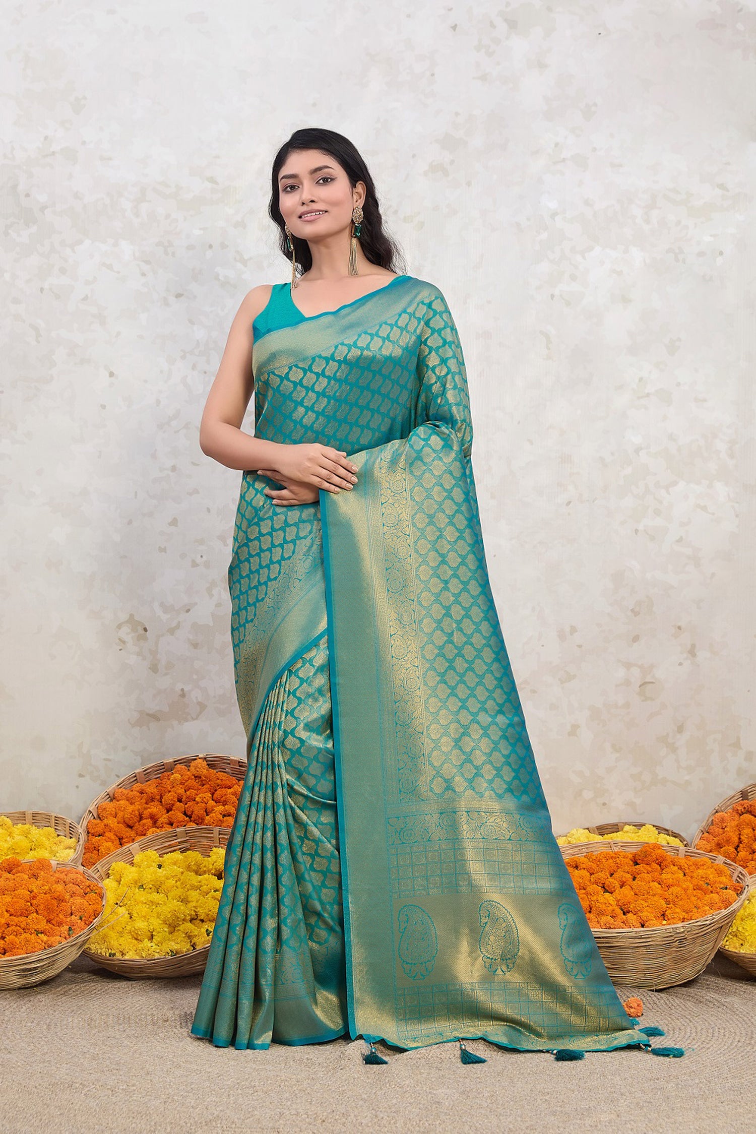 Rama Green Kanjivaram Silk Saree