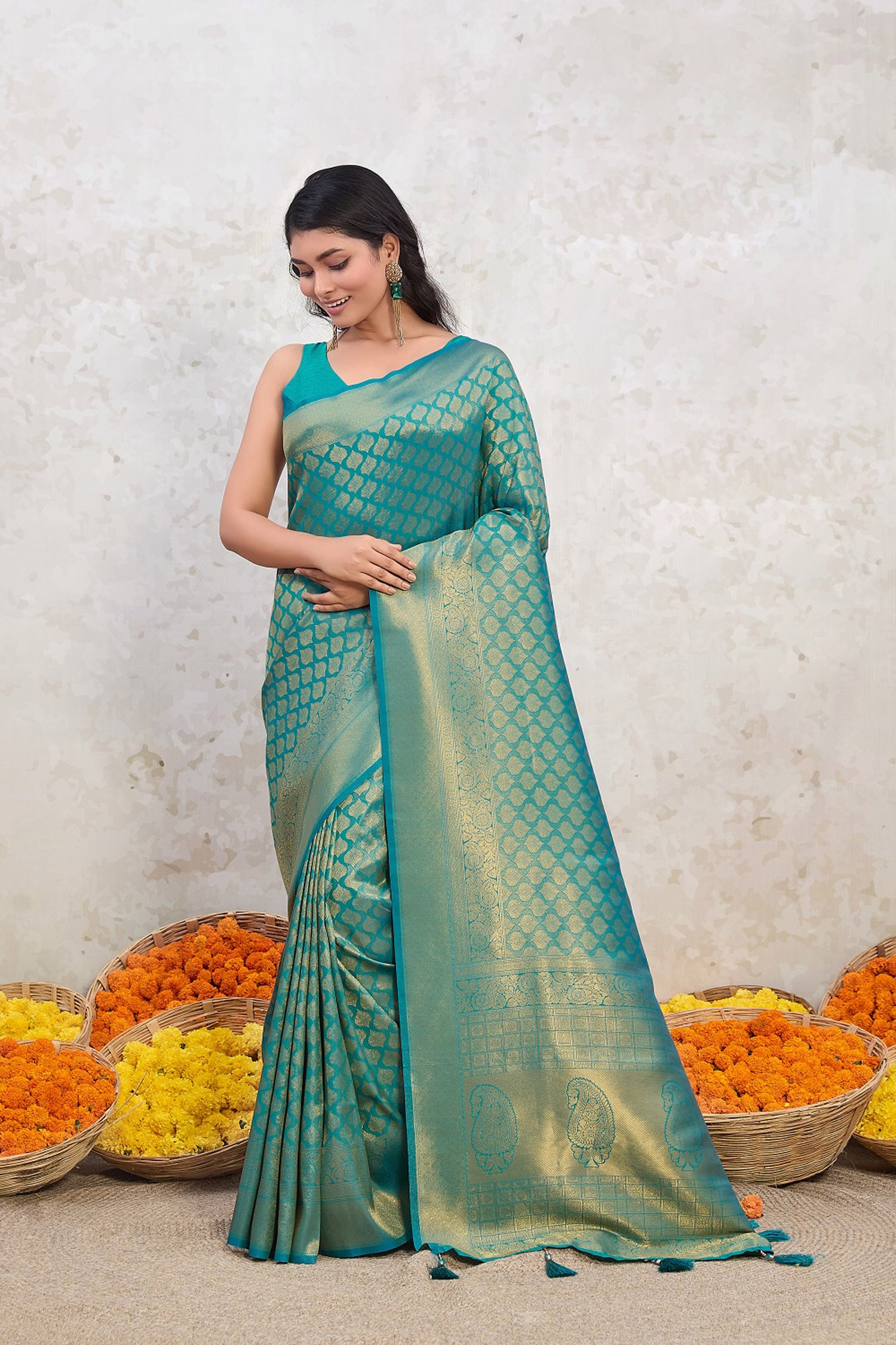 Rama Green Kanjivaram Silk Saree