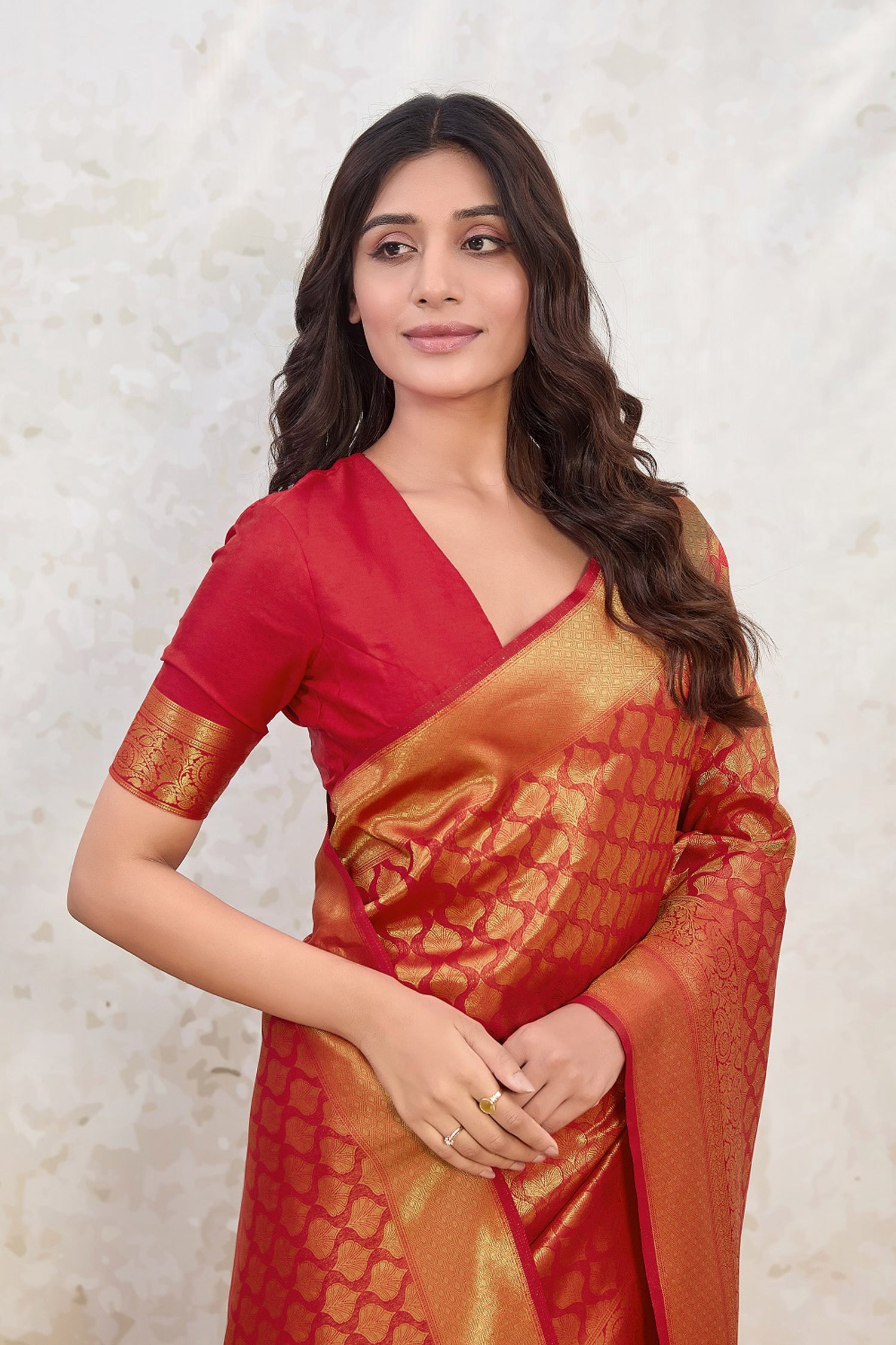 Crimson Glory: Traditional Red Silk Saree