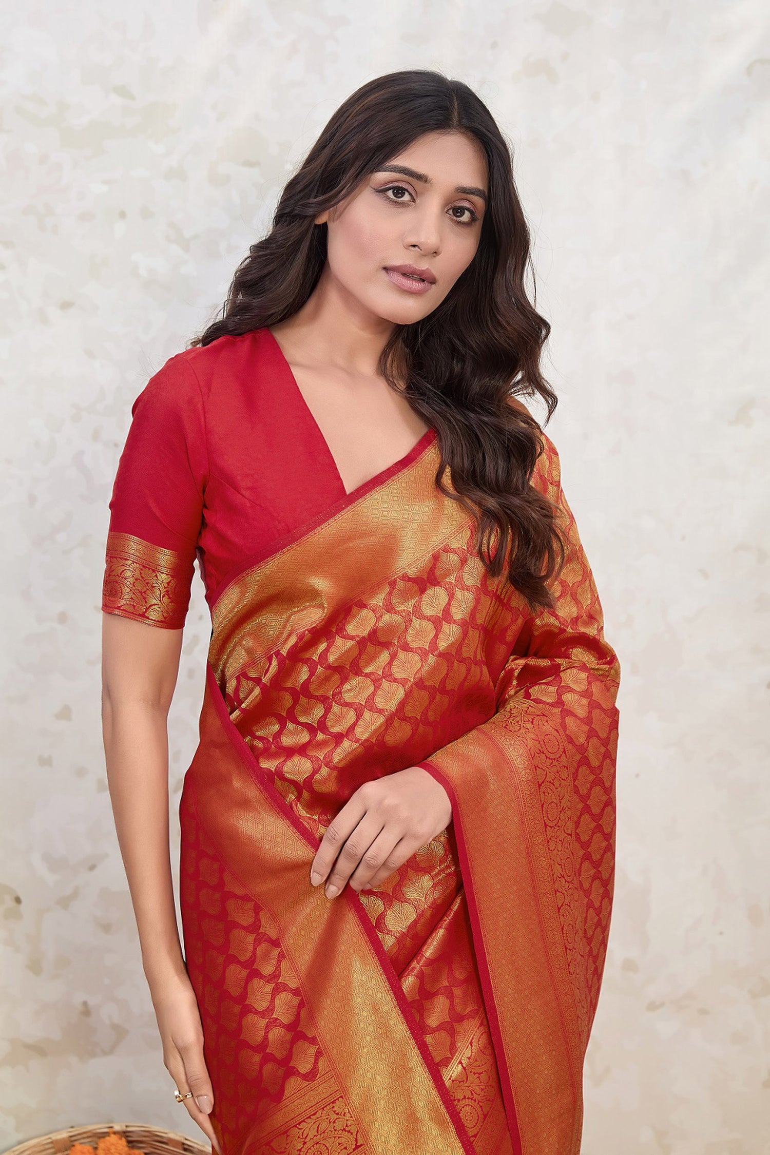 Crimson Glory: Traditional Red Silk Saree