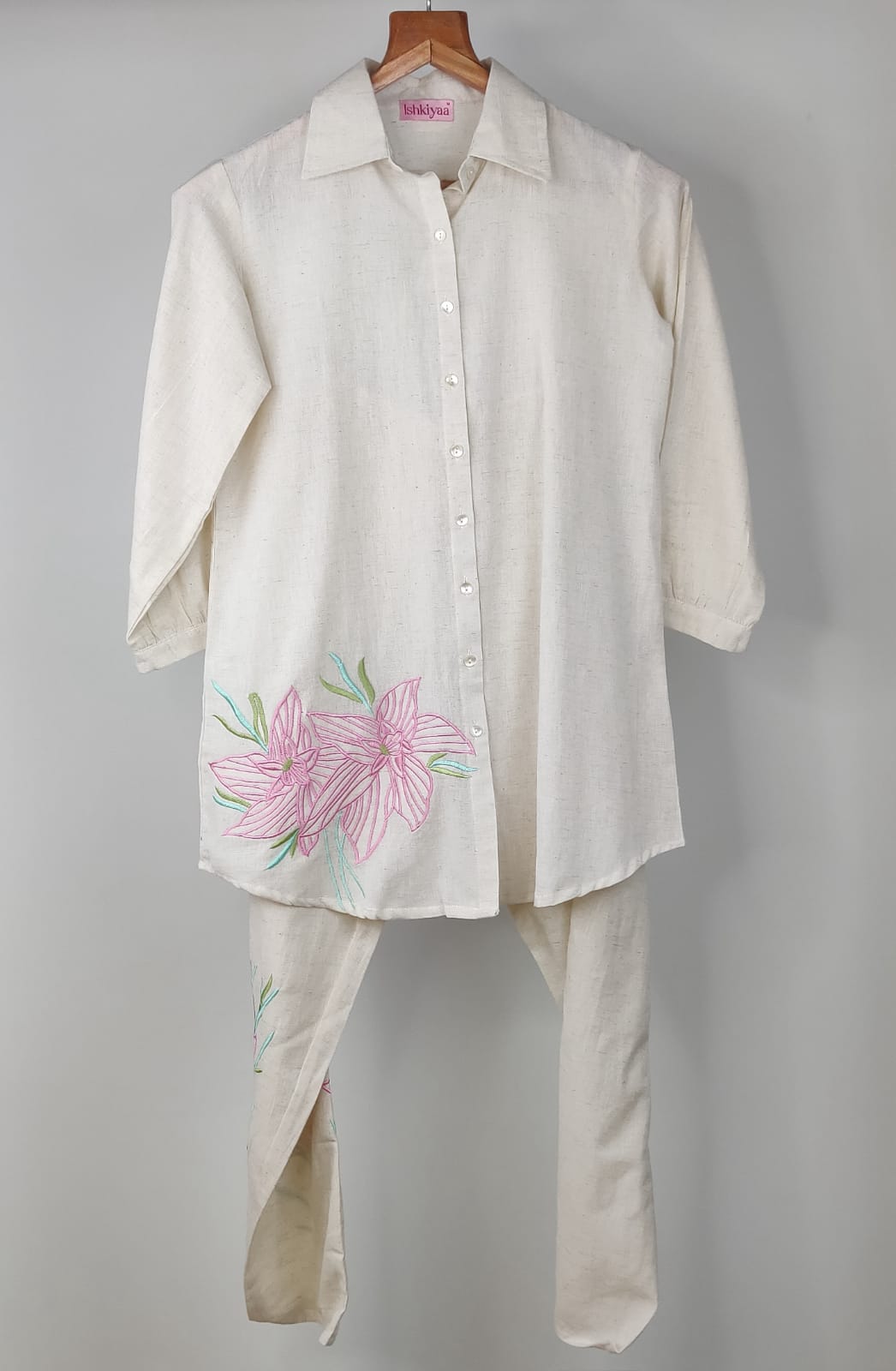 Khadi Pink Petalshirt Co-ord Set