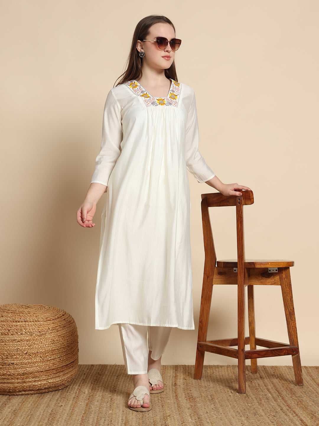 White Sun Drop Kurta Set