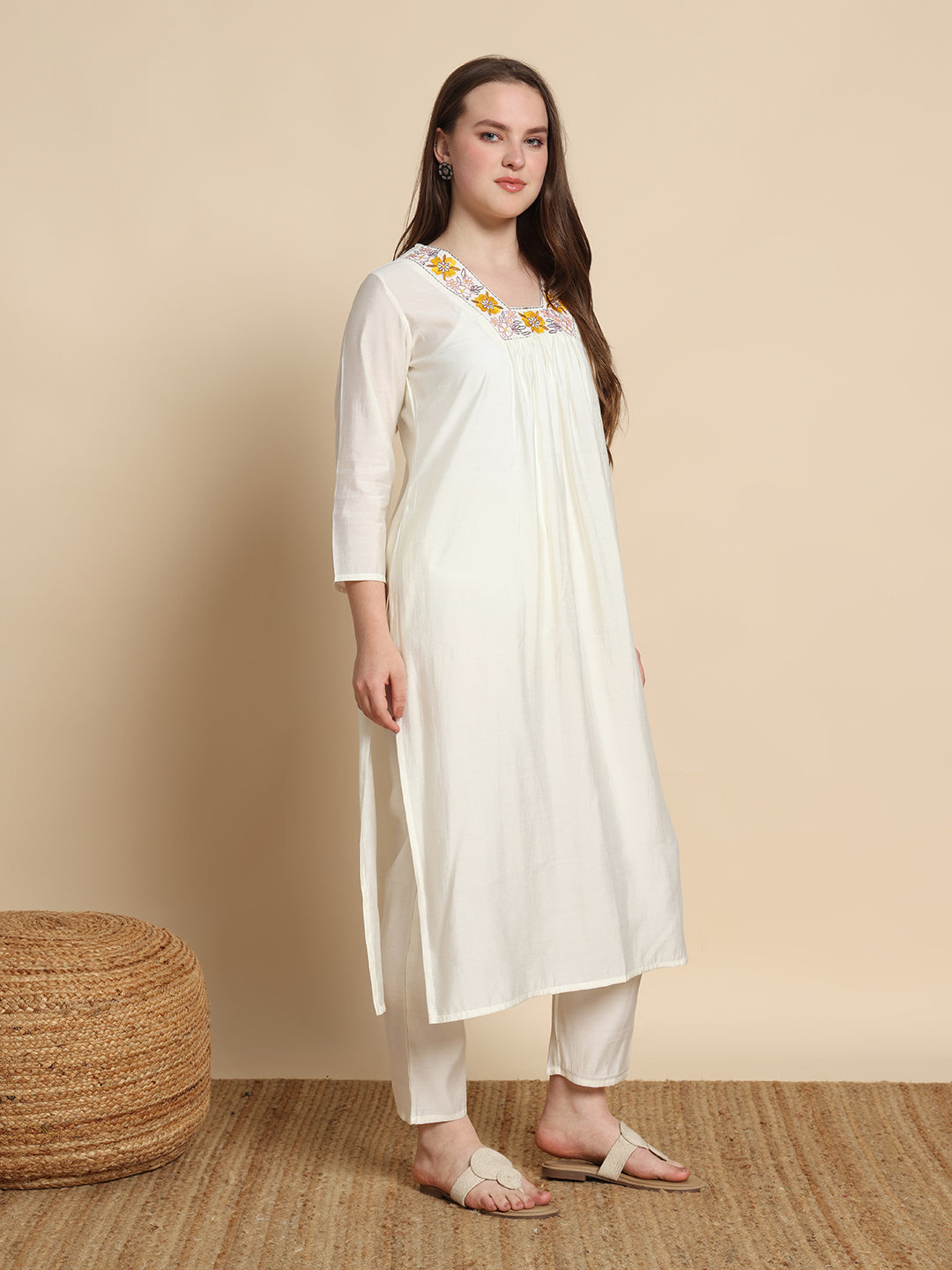 White Sun Drop Kurta Set