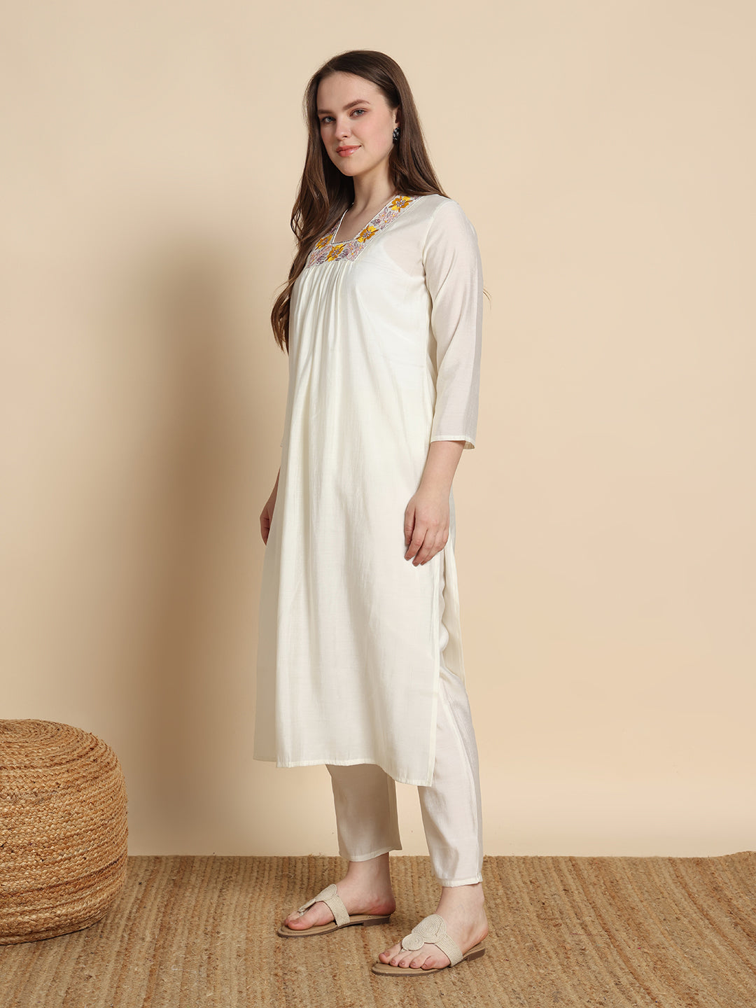 White Sun Drop Kurta Set