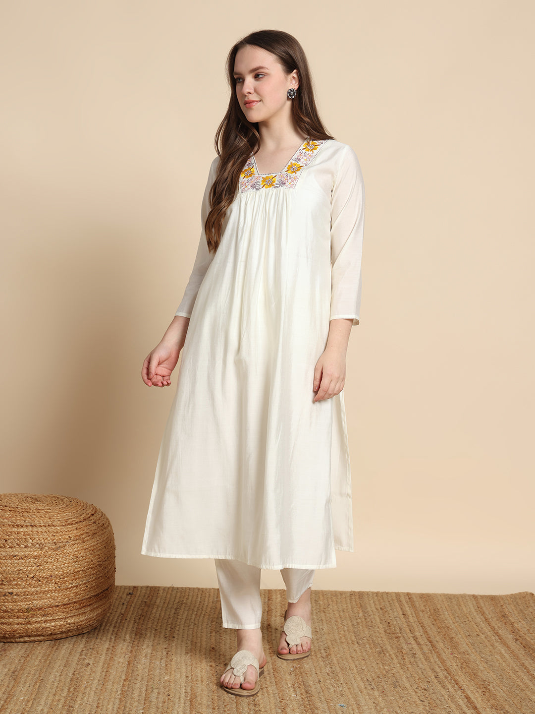 White Sun Drop Kurta Set