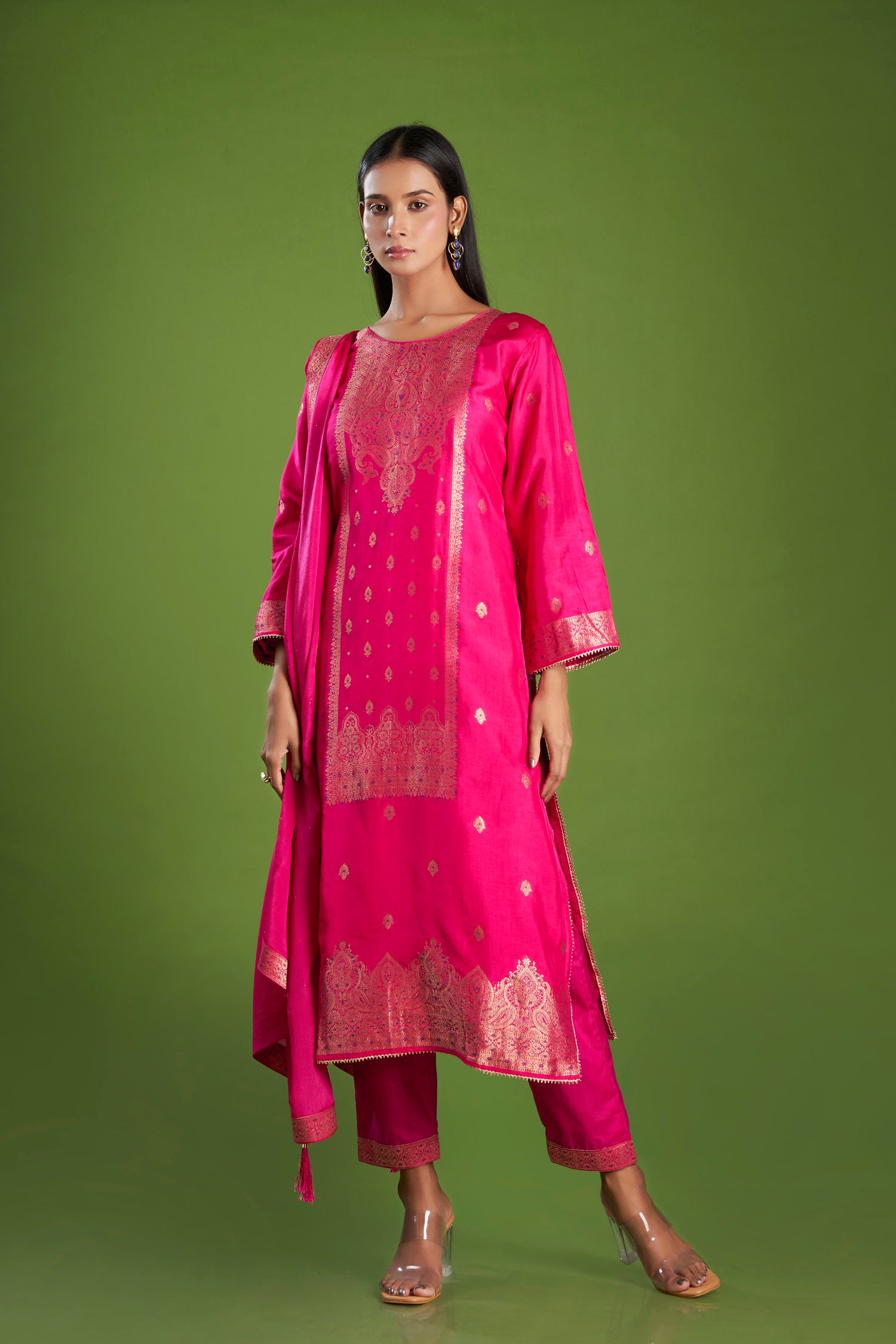 Kanika Jacquard Embroidered Dola Silk Kurta Set