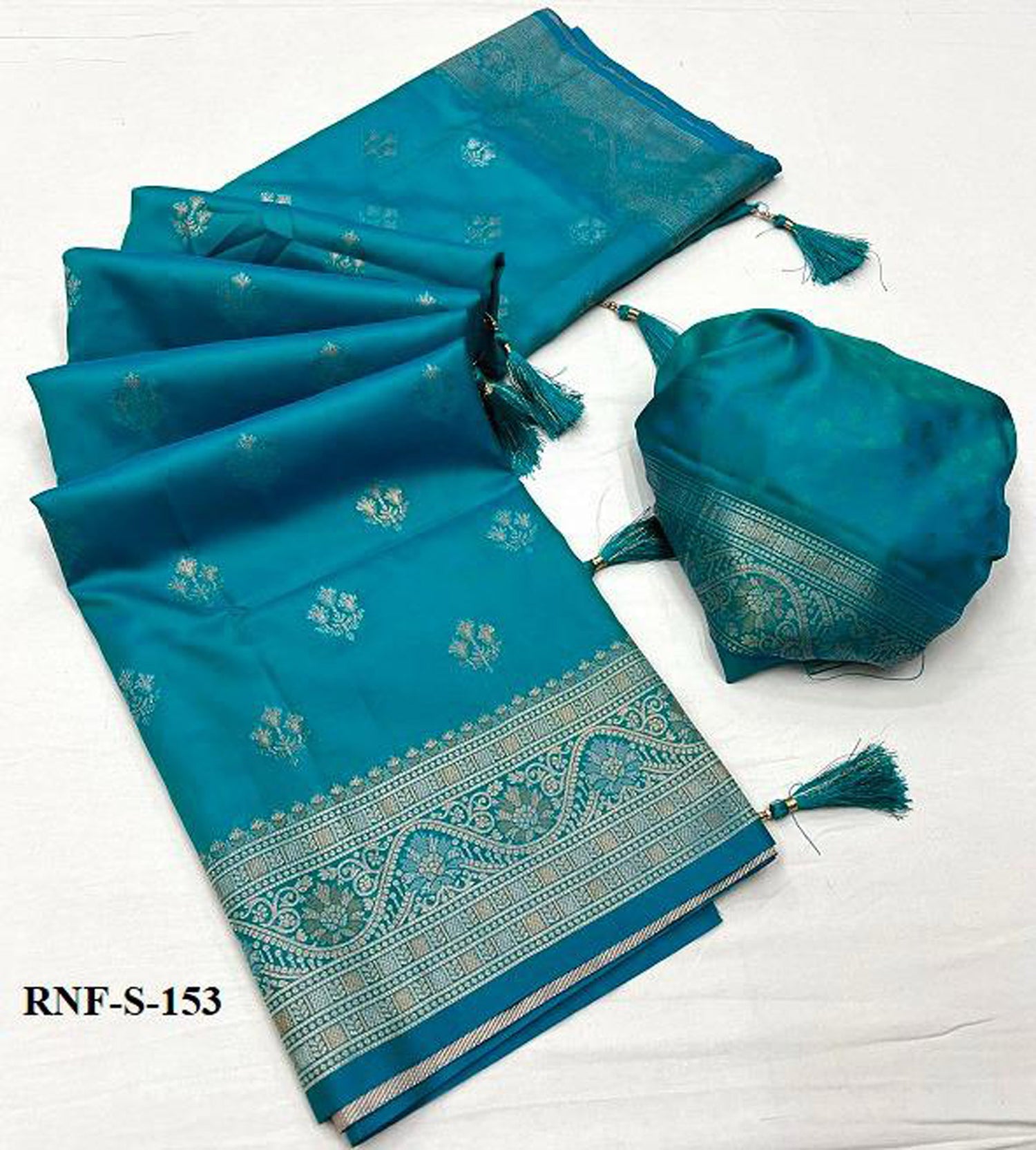 Blue Zari Woven Viscose Silk Saree