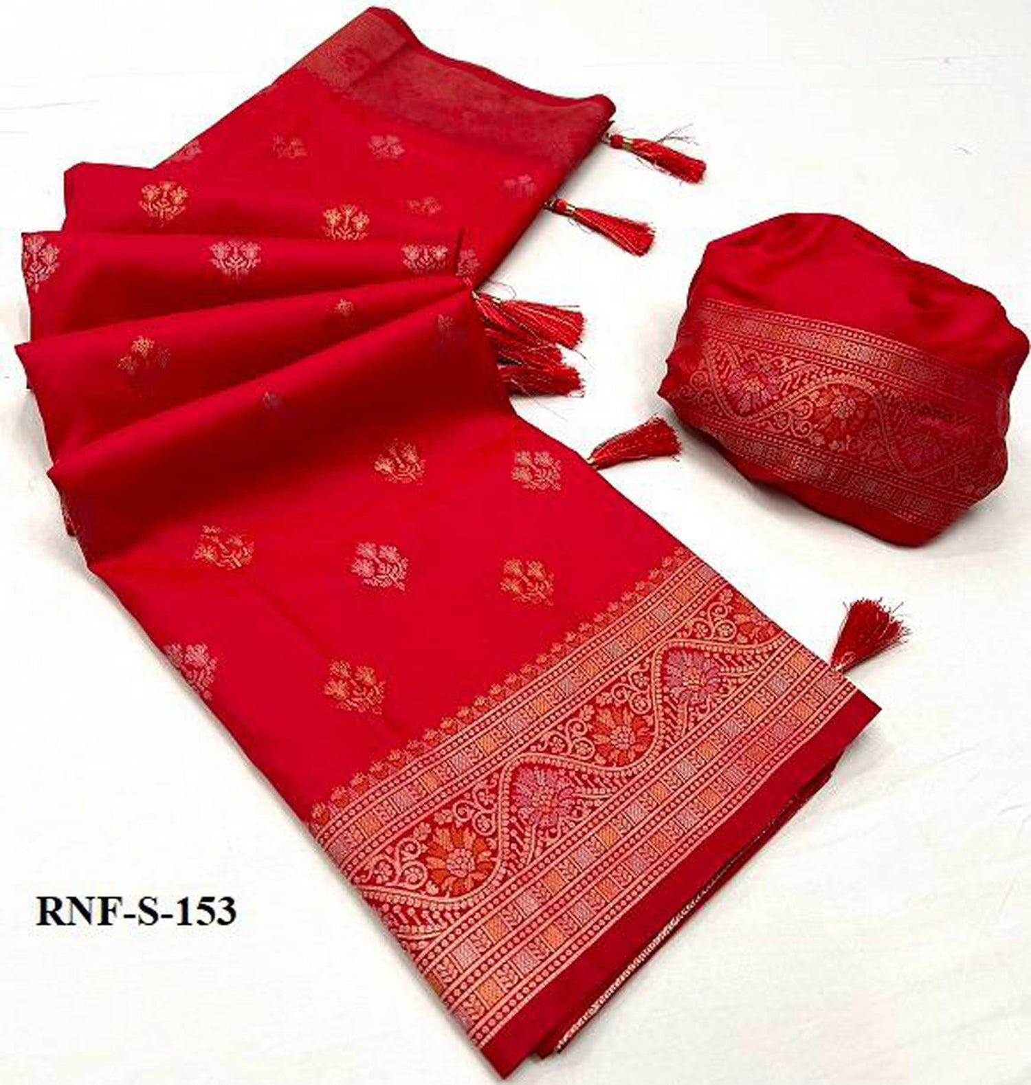 Red Zari Woven Viscose Silk Saree