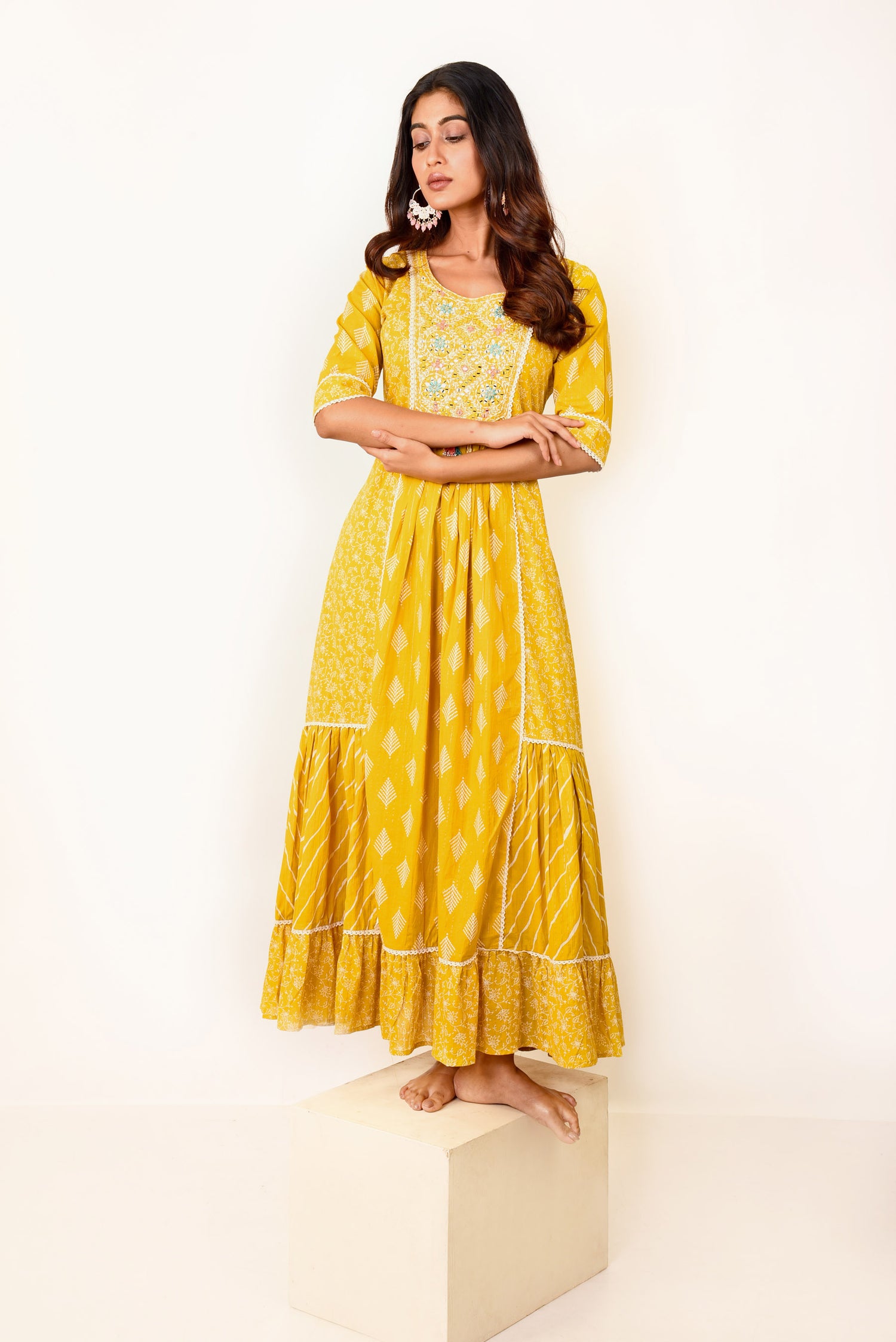 Sunny Yellow Cotton Long Dress