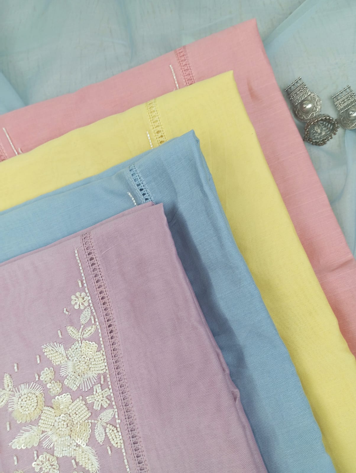 CHANDERI SUIT SET