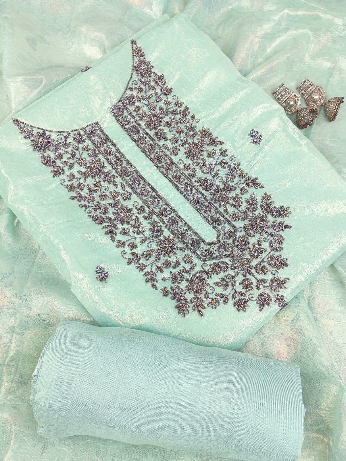 TISSUE EMBROIDERED SUIT SET