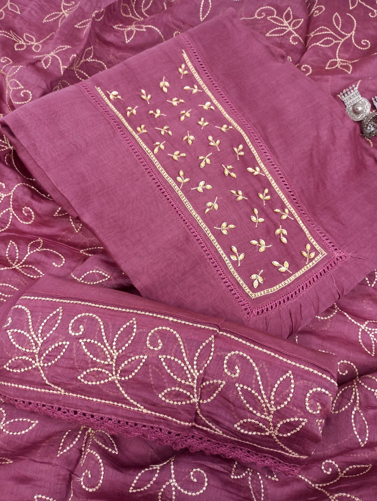 CHANDERI SUIT SET