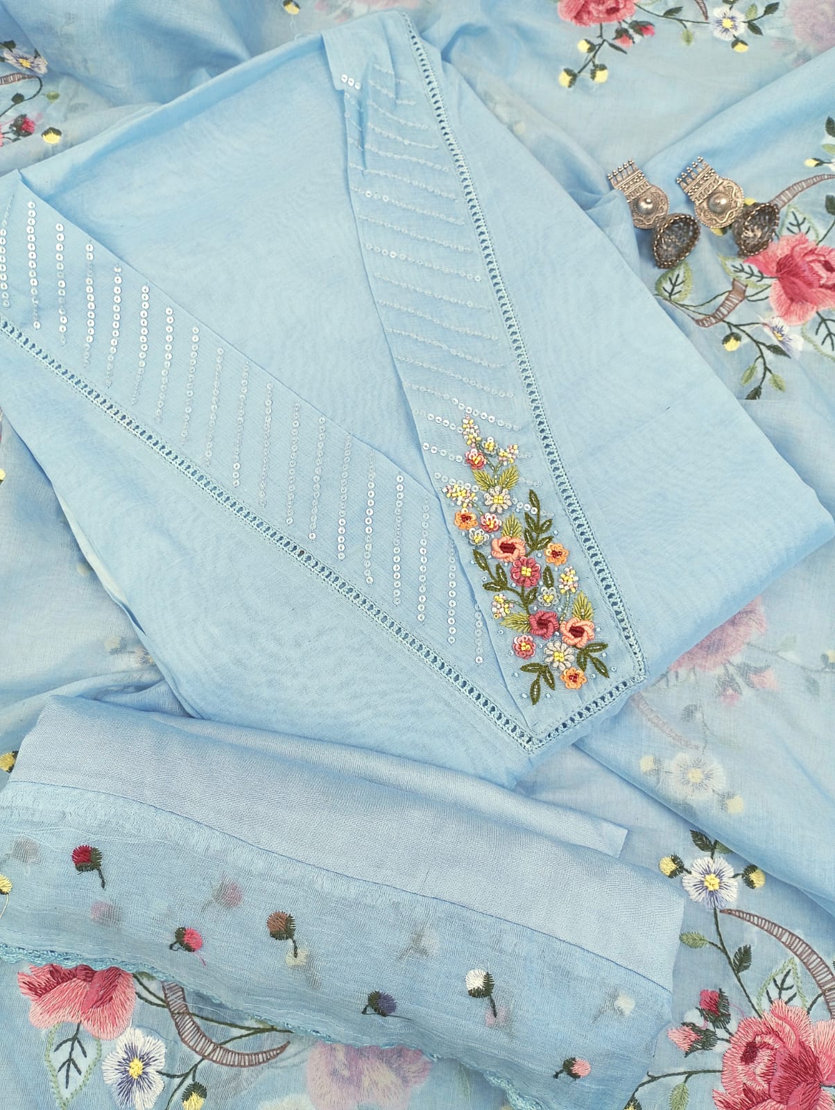 CHANDERI SUIT SET
