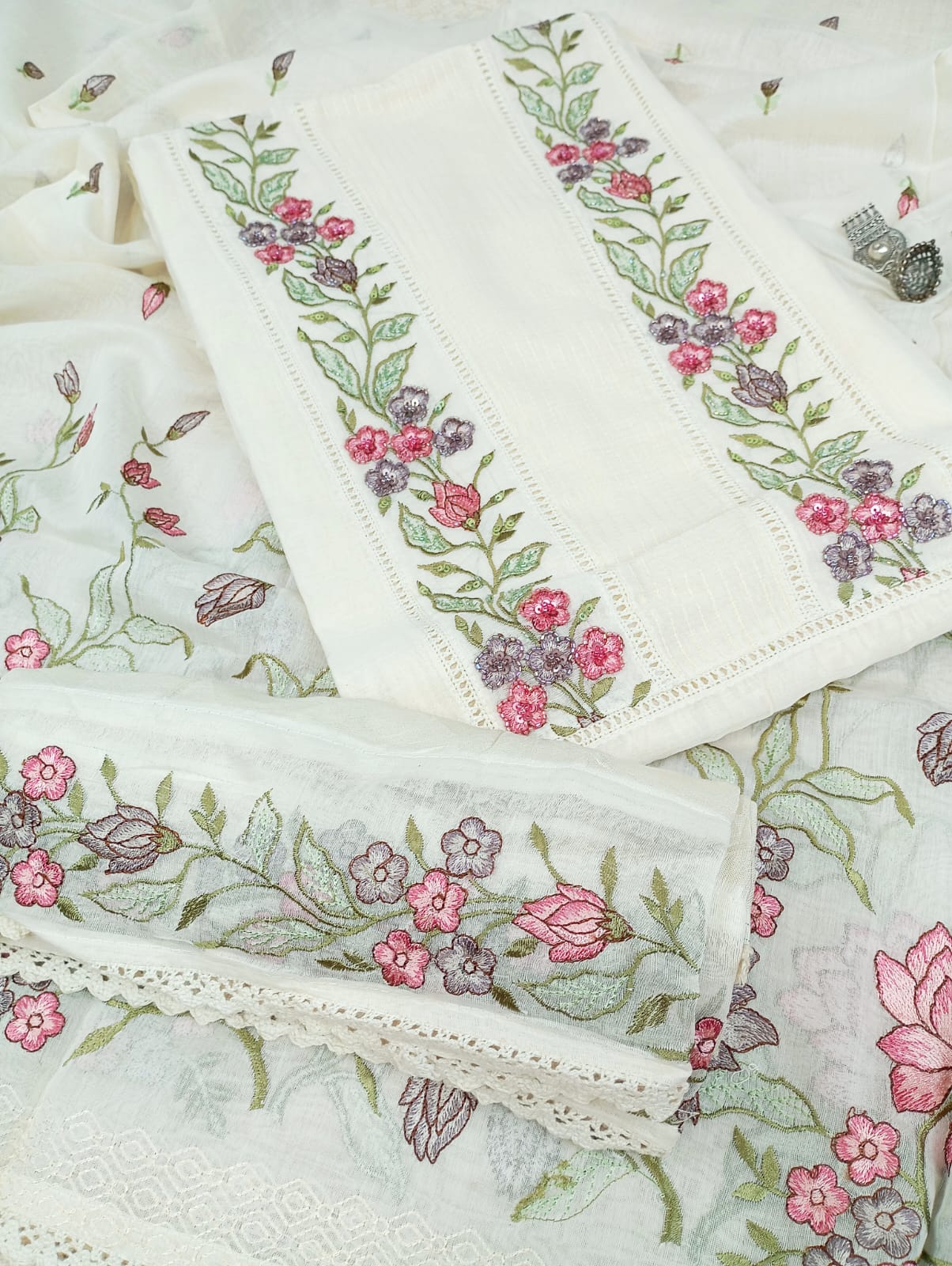 CHANDERI SUIT SET
