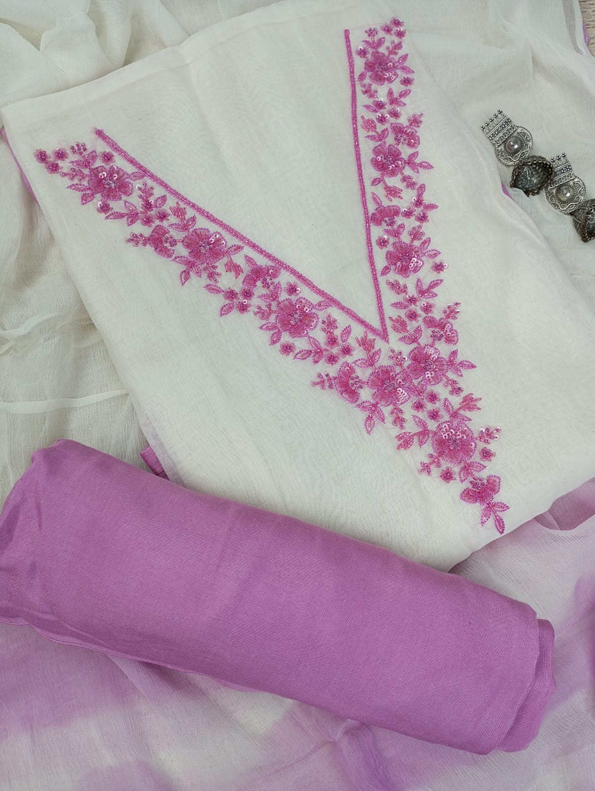 CHANDERI SUIT SET