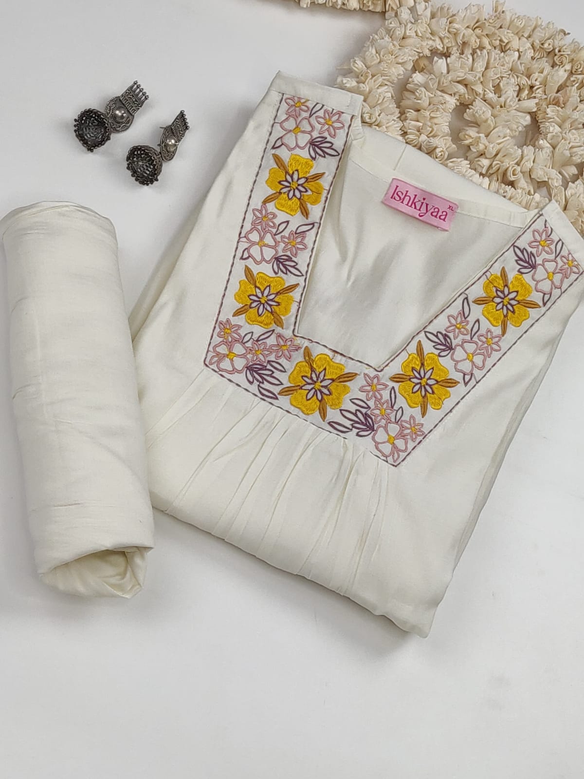 White Sun Drop Kurta Set