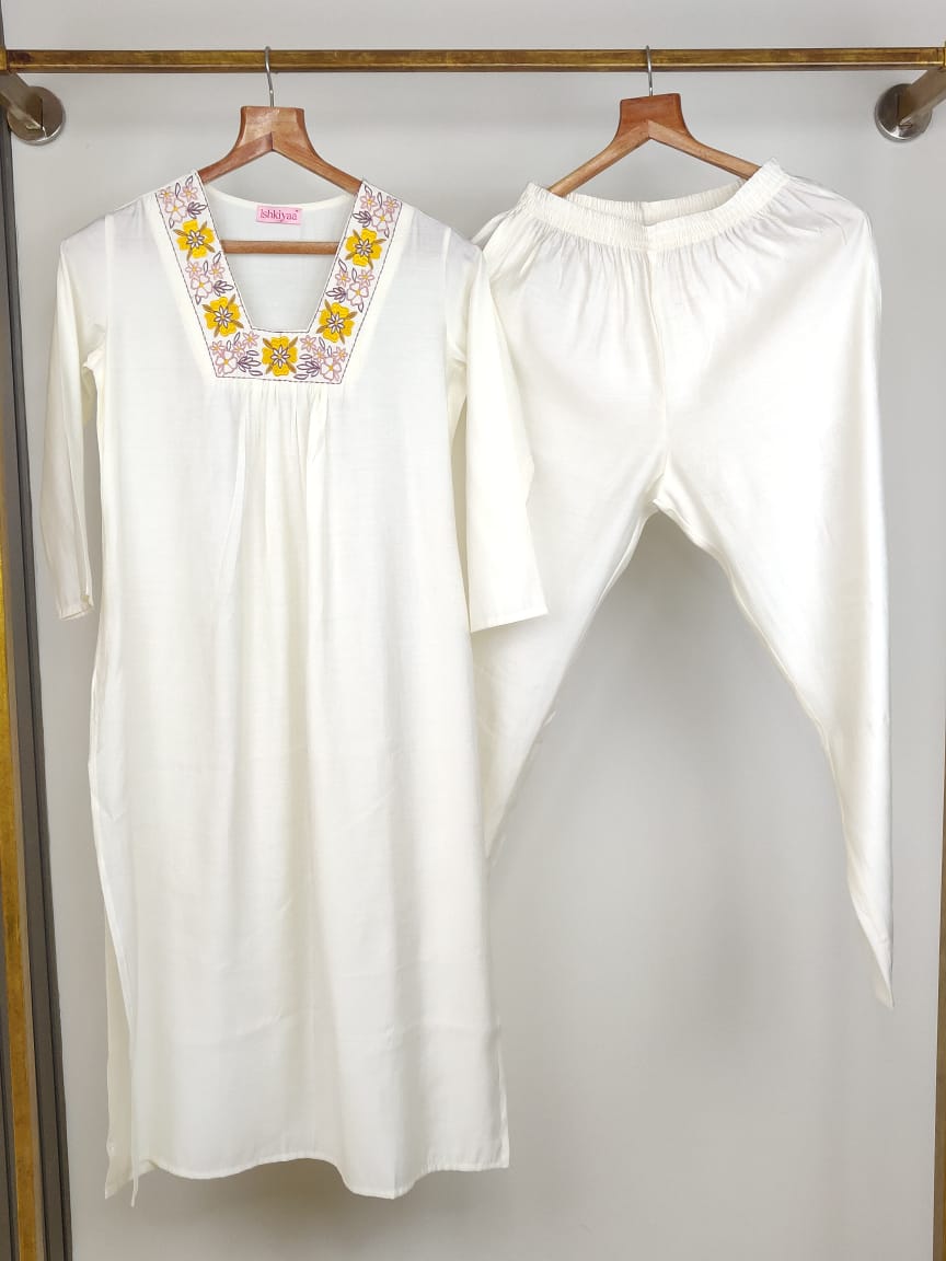 White Sun Drop Kurta Set